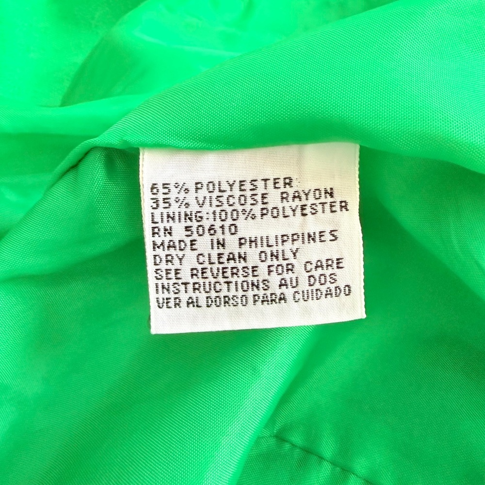 VTG 80s Kelly Green Double Breasted Blazer Power Dress Corporate Chic Kasper 4P - Picture 12 of 16